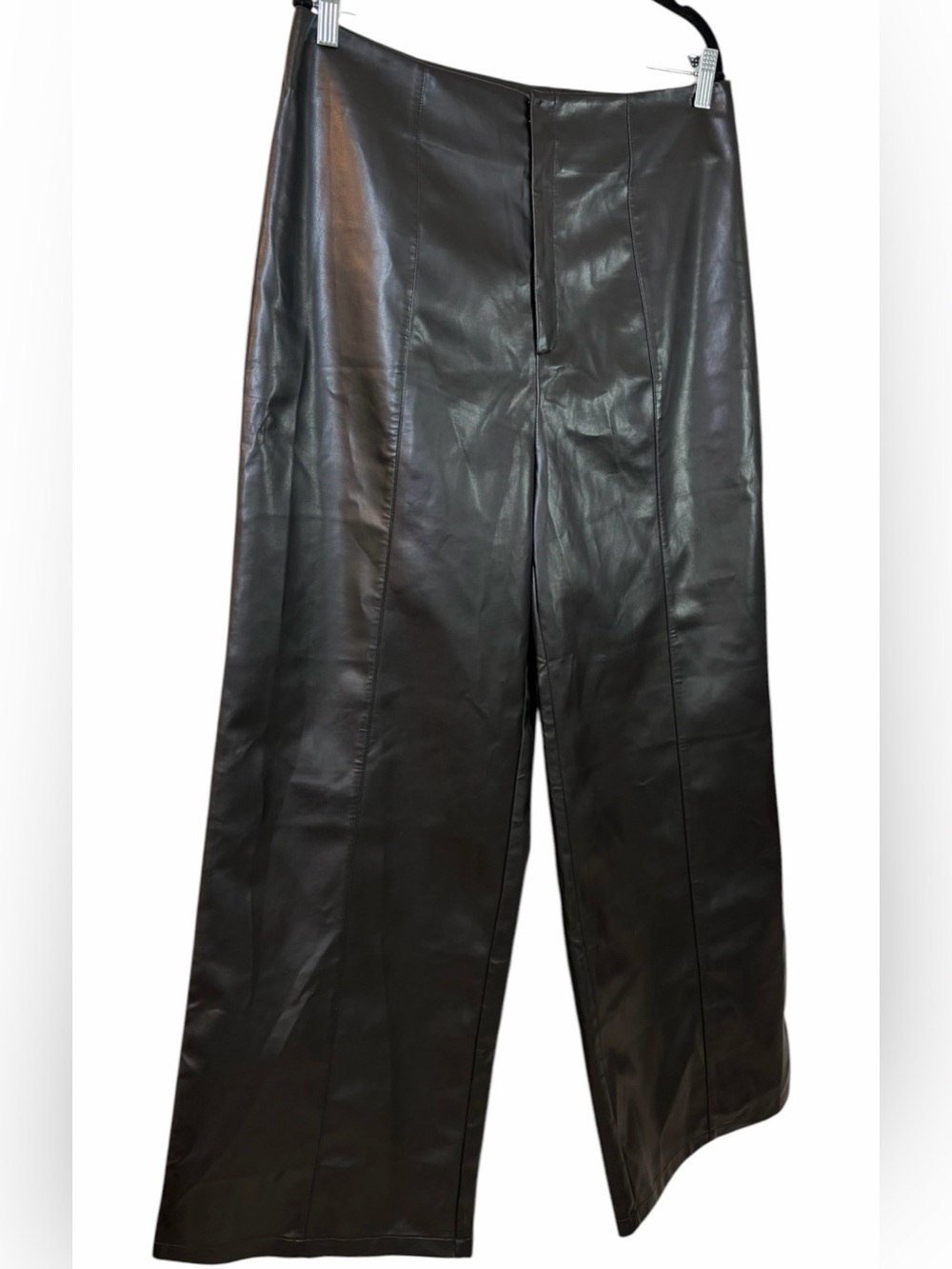 Commense Vegan Faux Leather High-Waisted Wide Leg Pants Size XL Femme Fatale - Picture 3 of 11